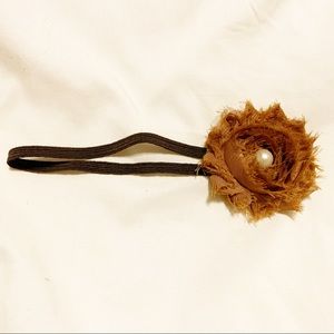 NWOT brown chiffon with pearl headband bow